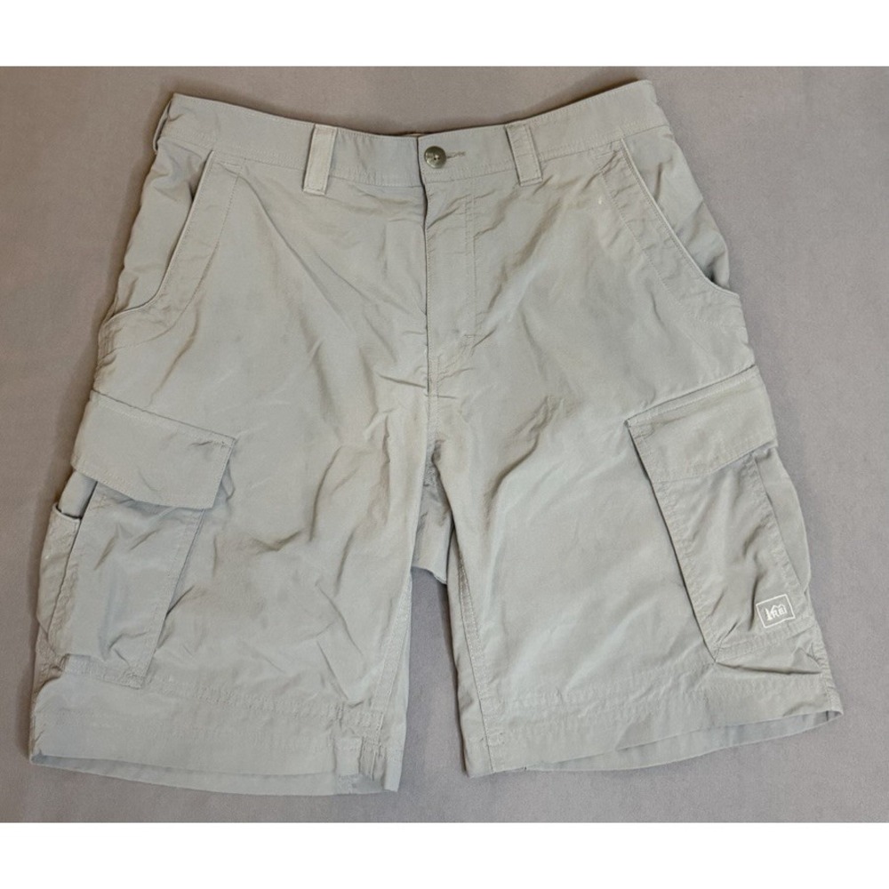 REI Cargo Shorts Men's Size Large Gray Utility Hiking Outdoor‎ Elastic Waist